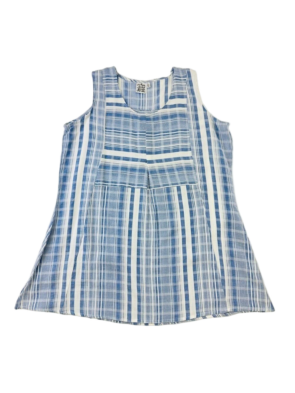 Cotton beach dress coverup cotton stripe check sleeveless  Large Parsley & Sage